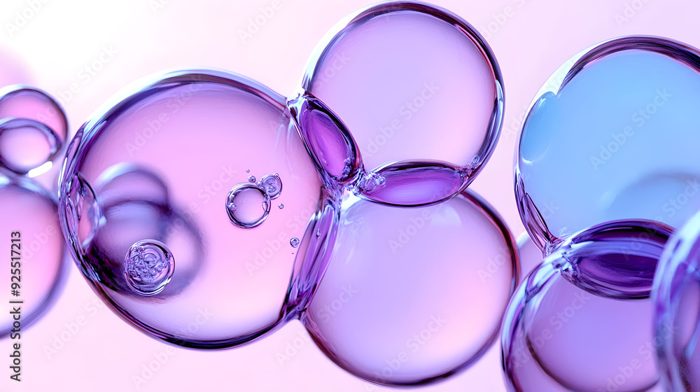 Aufkleber close-up of colorful soap bubbles with a soft gradient background.