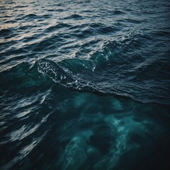 Naklejka premium The serene waters of a lagoon with crystal-clear blue water surrounded by lush greenery