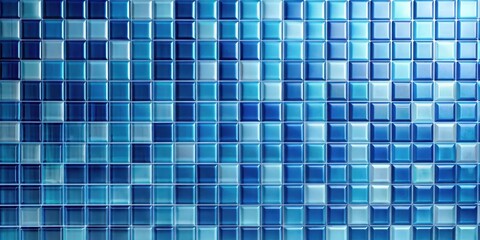 Stylish blue glass tile wall with a gradient effect, perfect for adding elegance to any room, blue, glass tile, wall, gradient