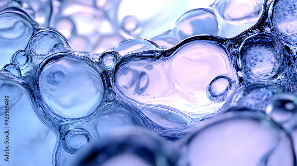 Poster close-up of translucent bubbles with a soft gradient background.