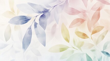 Obraz premium Soft pastel leaves with a watercolor effect on a light background