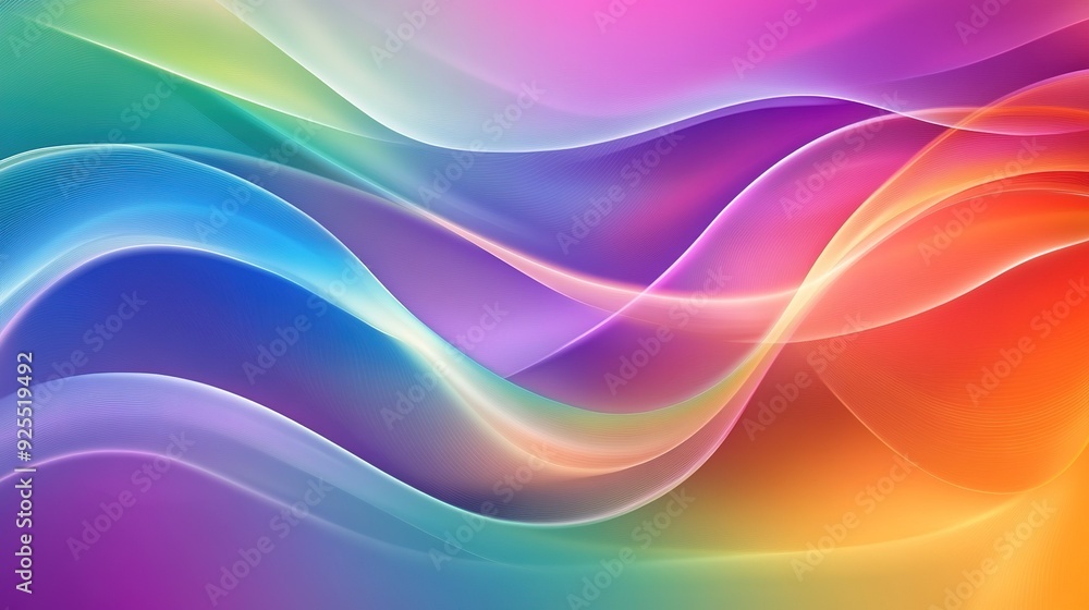 Wall mural Colorful abstract waves flowing gracefully with soft gradients in vibrant hues