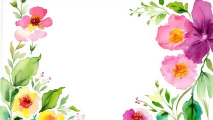 invitation card with vintage flower watercolor