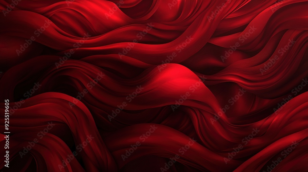 Aufkleber flowing red fabric waves creating a dramatic and textured pattern