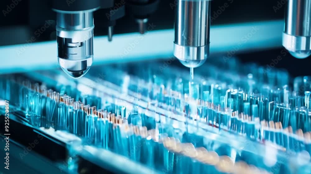 Poster closeup view of dna sequencing machine capturing genomic data generative ai
