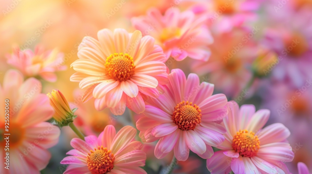 Sticker Close-up of Delicate Pink Flowers in Bloom