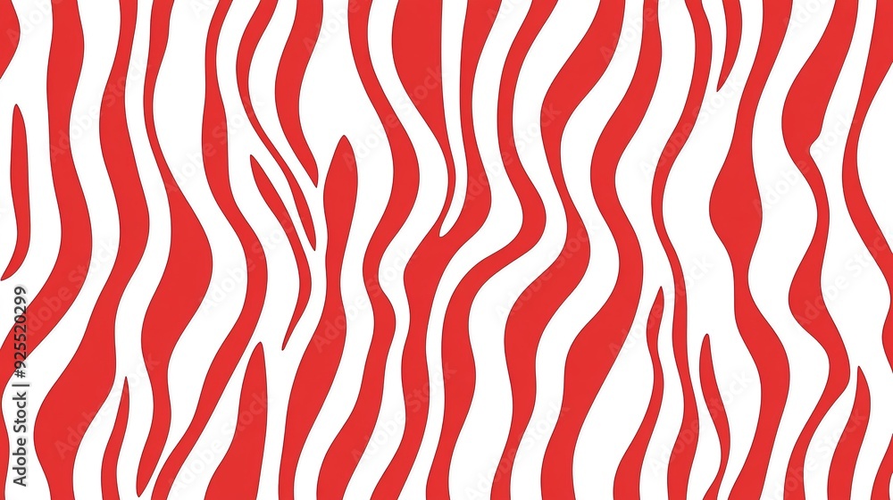 Aufkleber abstract red and white striped pattern featuring wavy lines on a light background