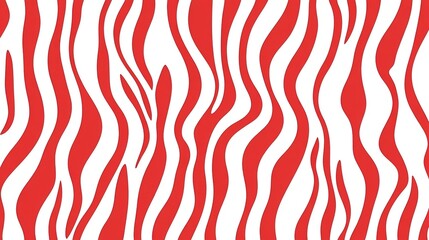 Abstract red and white striped pattern featuring wavy lines on a light background