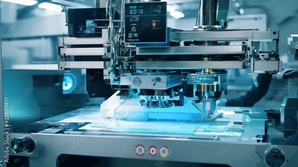 Poster advanced printing press in operation during manufacturing process generative ai