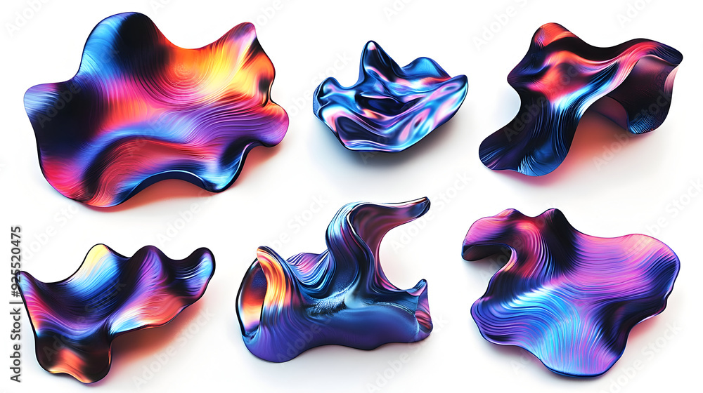 Poster colorful abstract shapes with flowing patterns and vibrant hues.