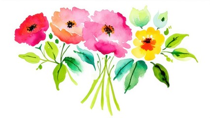 invitation card with vintage flower watercolor