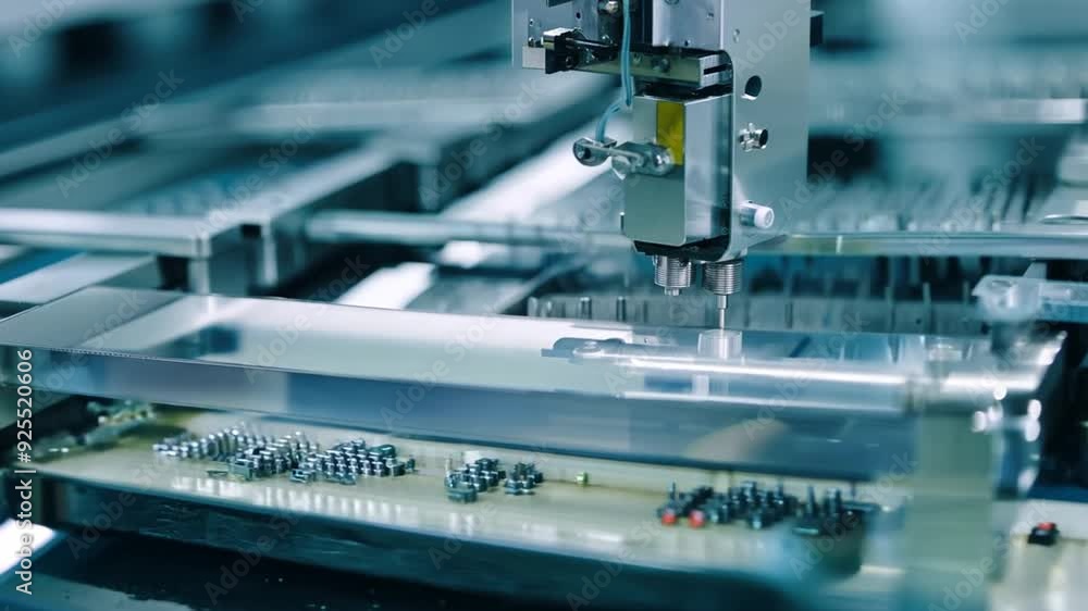 Aufkleber closeup of a compact conveyor belt system in a microfactory generative ai