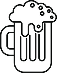Simple line art icon of a beer mug overflowing with a frothy head