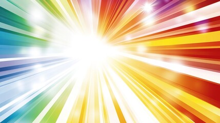 Bright rays of colorful light burst from the center, creating a vibrant display of colors in a dynamic pattern