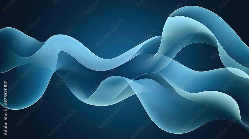 Aufkleber abstract blue waves flowing softly across a dark background in a dynamic fluid motion