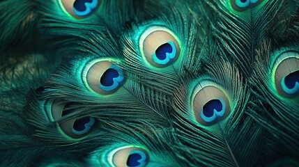 Closeup of Peacock Feathers, Detailed Plumage