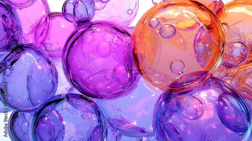 Poster colorful bubbles in various shades, creating a vibrant and dynamic visual effect.