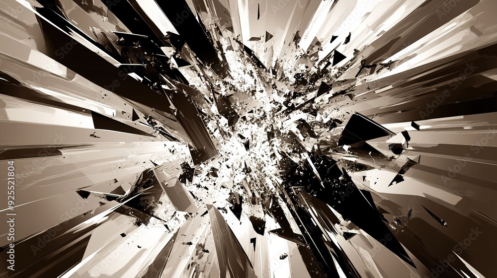 Aufkleber Abstract explosion with sharp shards radiating outward in a chaotic pattern