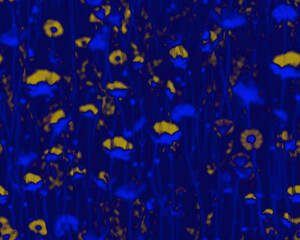 Gothic style seamless pattern with soft blurry poppies flowers. Halloween themed graphic print for clothing, fabric, wallpaper, home decor, wrapping paper