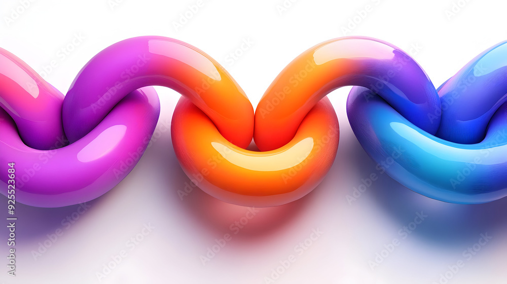 Poster colorful intertwined shapes creating a dynamic visual effect.