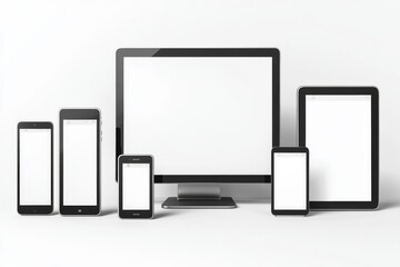 Multiple responsive screen and mobile devices mockup created with Generative AI