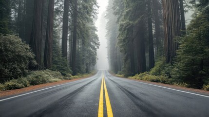 Fototapeta premium Misty Forest Road