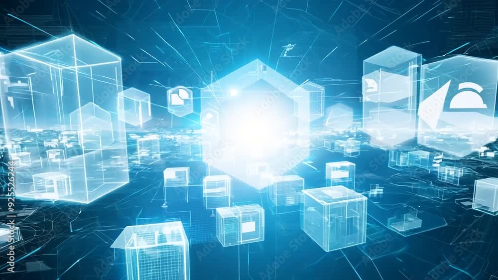 Poster futuristic cloud computing technology concept with abstract design generative ai