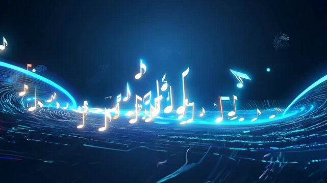Illustration of a Prominent Musical Note Surrounded by Smaller Notes Generative AI