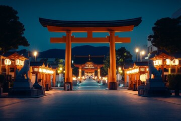 Torii Gate Temple Entrance Shinto Religion Spiritual Symbol