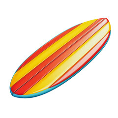 PNG Bright yellow and red surfboard on display