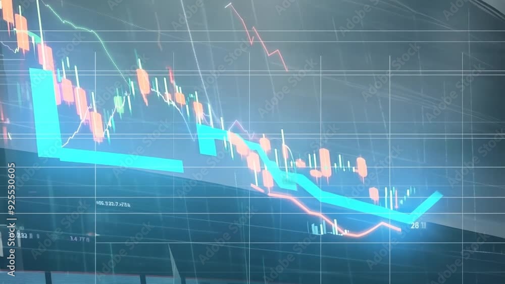 Poster stock market investment graph analysis with data trends generative ai