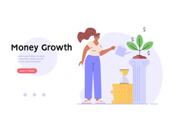 People successfully invest. Concept of return on investment, financial solutions, passive income, investment strategy, lucky speculation. Vector illustration in flat design for web banner, web page