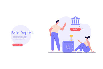 Money on deposit safe with coins and credit card. Concept of banking, banking, deposit, bank security and safety. Vector illustration in flat design for UI, web banner, mobile app