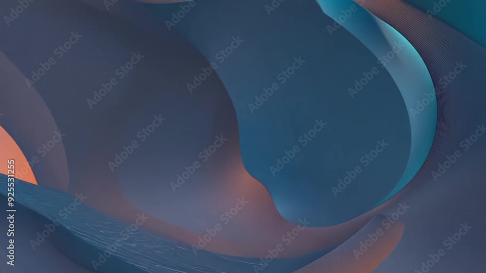 Poster abstract blue and orange shapes blend in a smooth composition generative ai