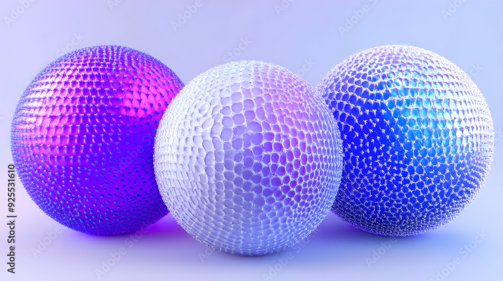 Aufkleber three spherical objects with a textured surface in gradient colors.