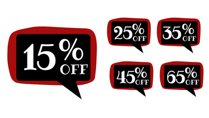 red and black discount label with transparent background