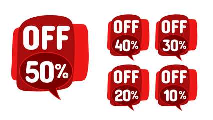 red discount labels for Different percent price