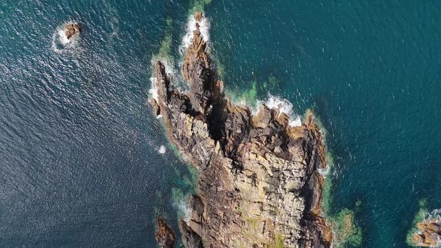 Aerial Drone View of Cudden Point, Penzance, Cornwall, England, Bird eye views on the Landscape and the Coast