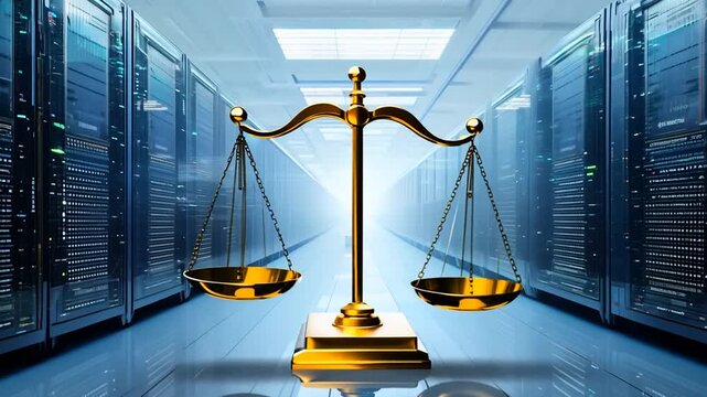 Law Scales Represent Justice Amid a Digital Data Center Environment Generative AI