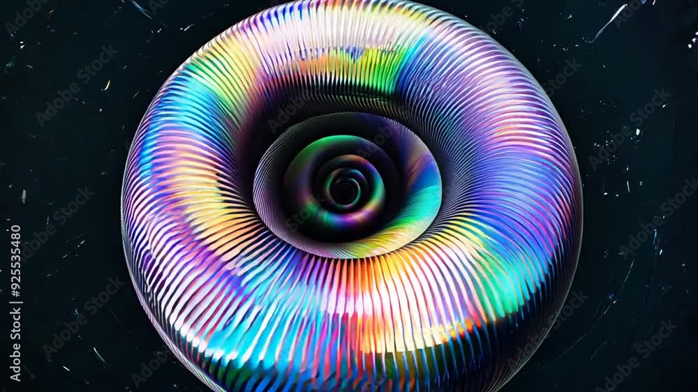 Aufkleber iridescent spiral pipe shape with vibrant colors and textures generative ai