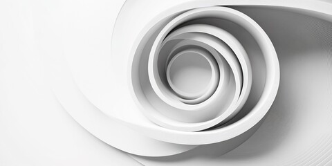 Obraz premium Minimalist abstract background featuring a white spiral pattern with a clean and smooth texture, ideal for modern design projects, wallpapers, or 3D visuals