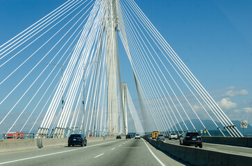 Fototapeta premium Cable-Stayed Port Mann Bridge over Fraser river