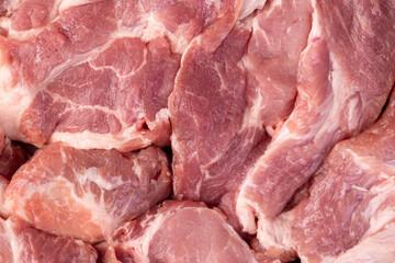 a sliced piece of pork meat from the neck