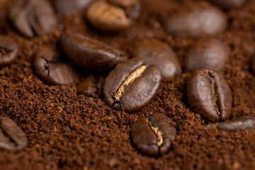 natural ground and roasted coffee for making a drink