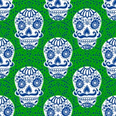 Halloween ghost monsters seamless skulls pattern for wrapping paper and fabrics
