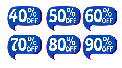 blue discount stickers for special offer social media 