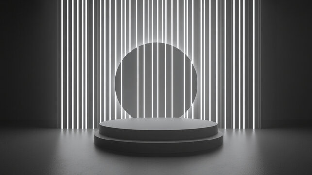 Simple black podium with a dramatic background, exuding modern theme and bold sophistication