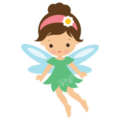 Cute little garden  fairy with a magic wand
vector cartoon illustration