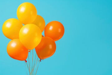 Flying Orange And Yellow Party Balloons, Creating A Vibrant And Festive Scene