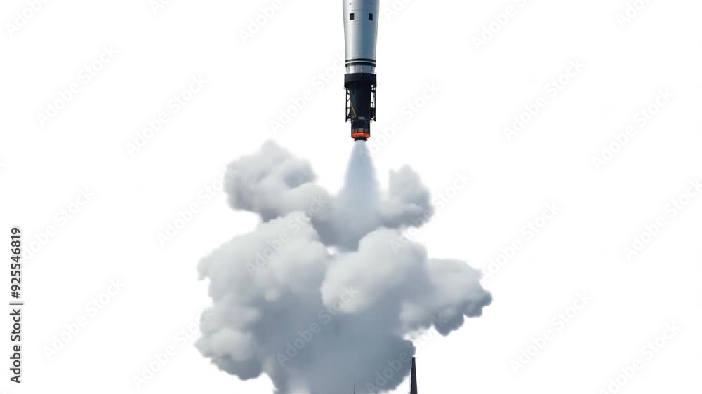 Poster space rocket launching with smoke on a transparent background generative ai